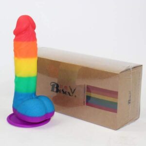 colorful rainbow soft silicone dildo
